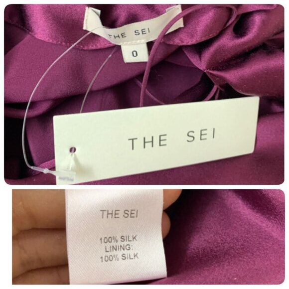 The Sei X REVOLVE Asymmetrical Draped Mini Silk Charmeuse Dress Sz 0 in Plum - Picture 8 of 10